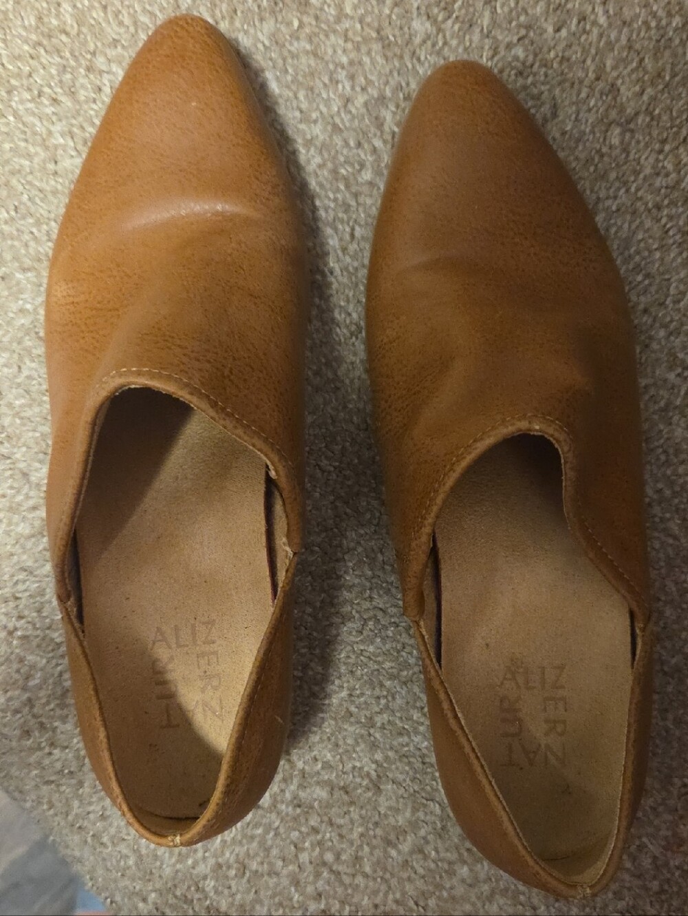Naturalizer Tan Pointed-Toe Slip-On Flats